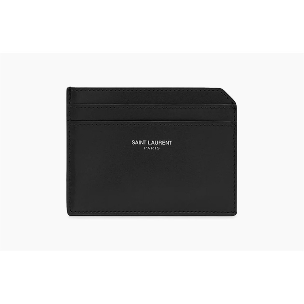 Saint Laurent Paris, credit card case in smooth black leather made in Italy
